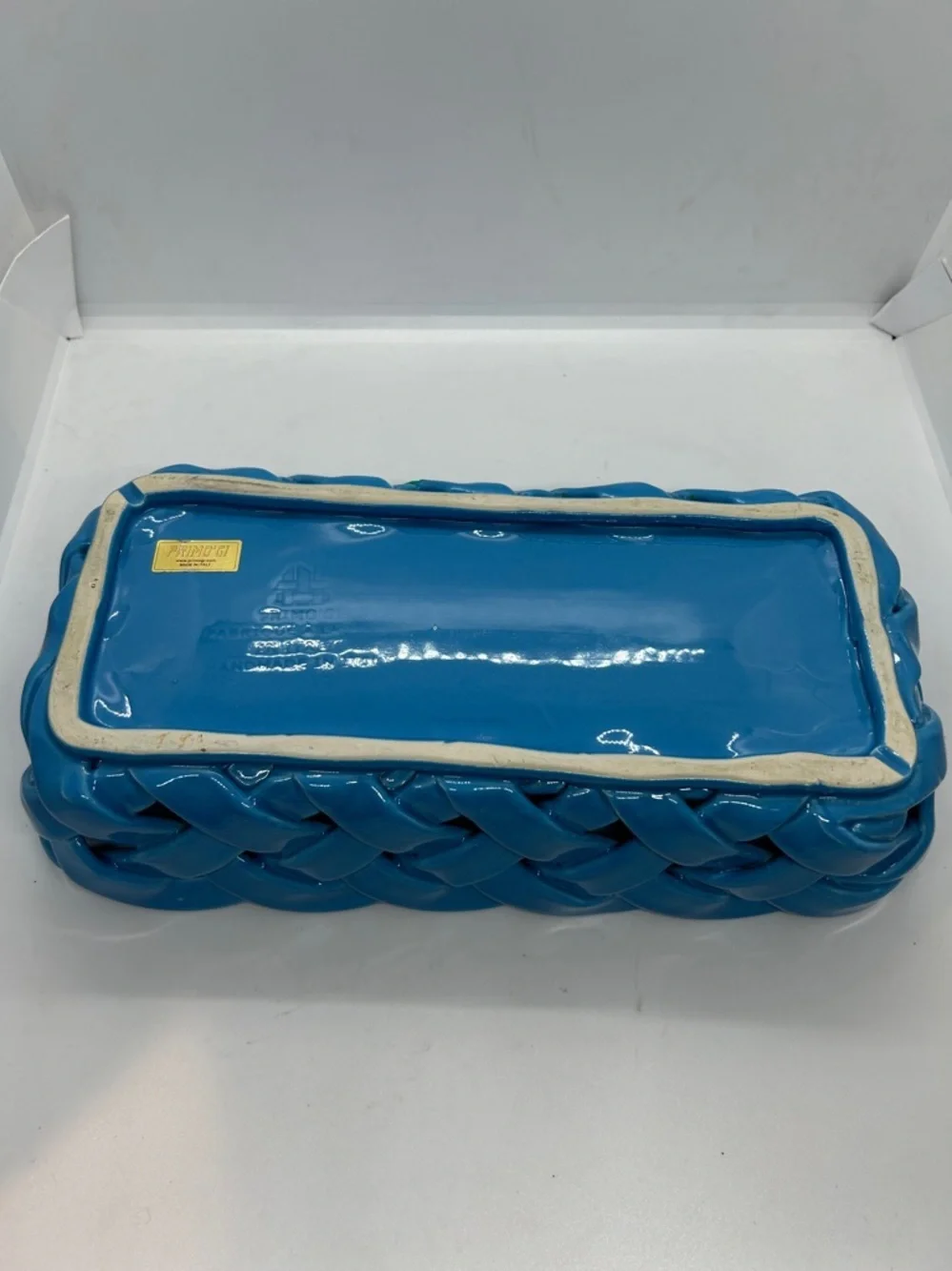 Primo'Gi Ceramic Blue Woven Fruit, Bread Basket